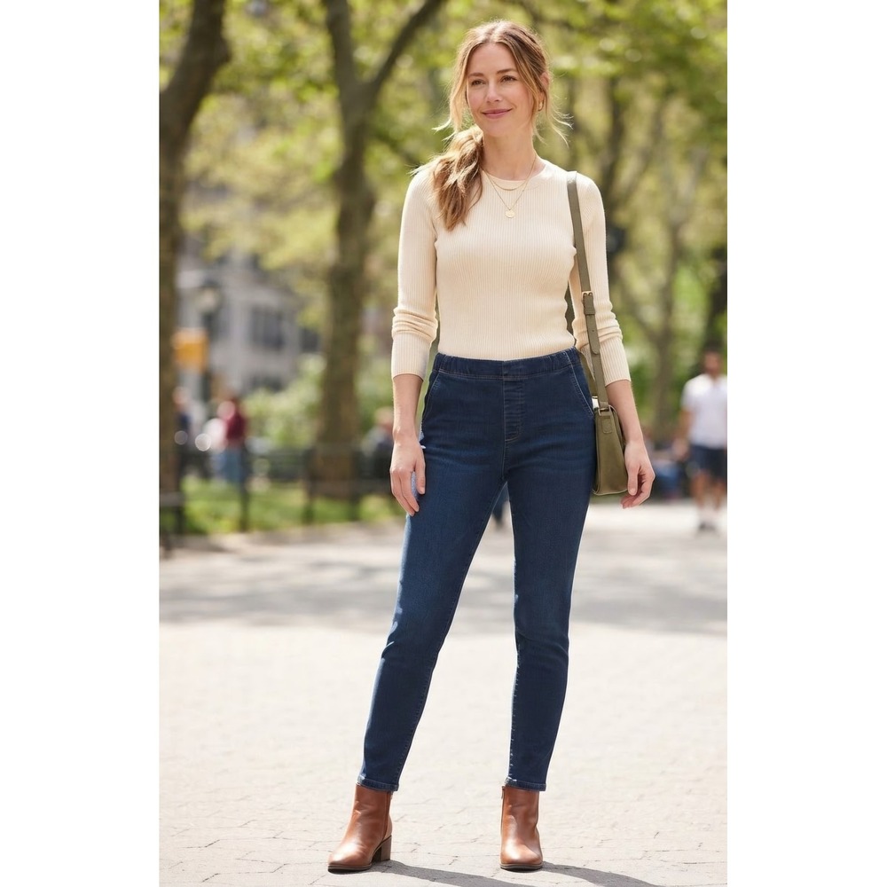 Croft & Barrow Womens Petite PM Short Pull On Jeggings Dark Wash Skinny Jeans